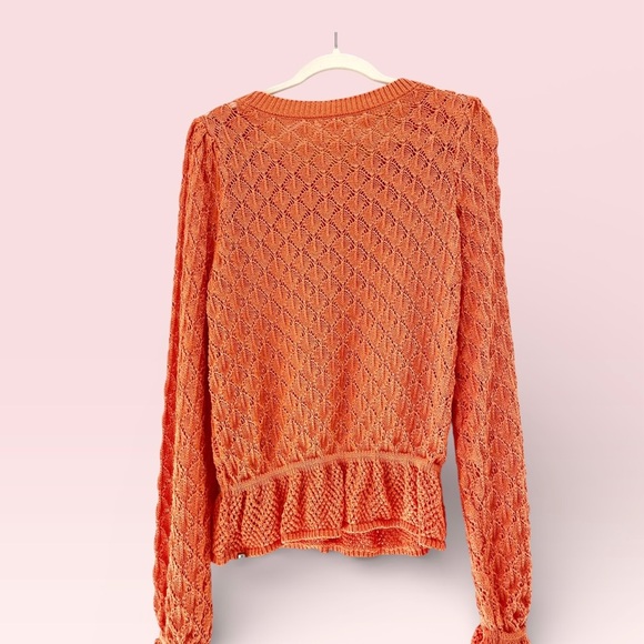 Anthropologie Flounce-Hem Pointelle Sweater, L - Picture 3 of 10